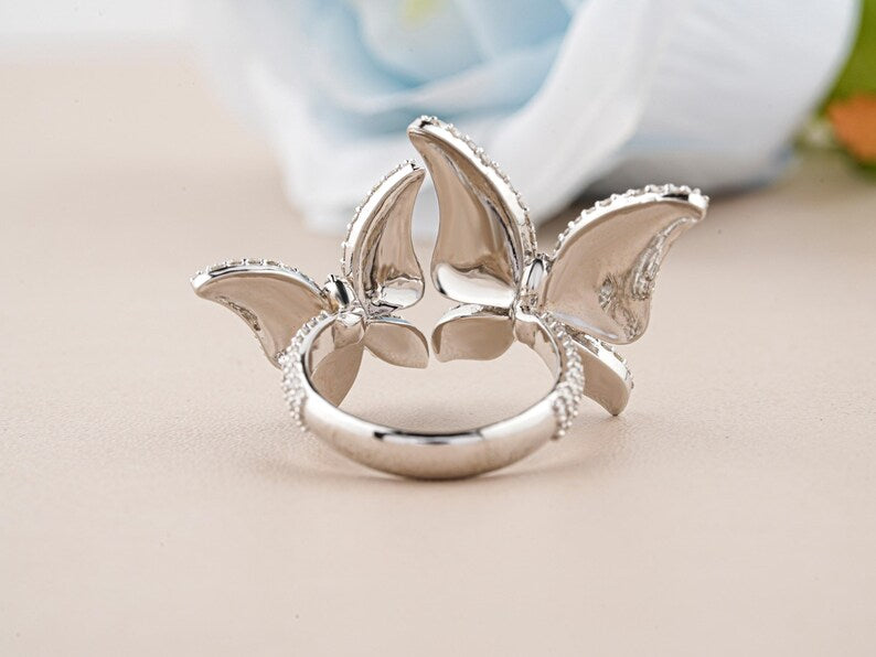 VVS1 Iced Out Moissanite Diamond Butterfly Hip hop Ring - Surprise Hip hop Ring for Her