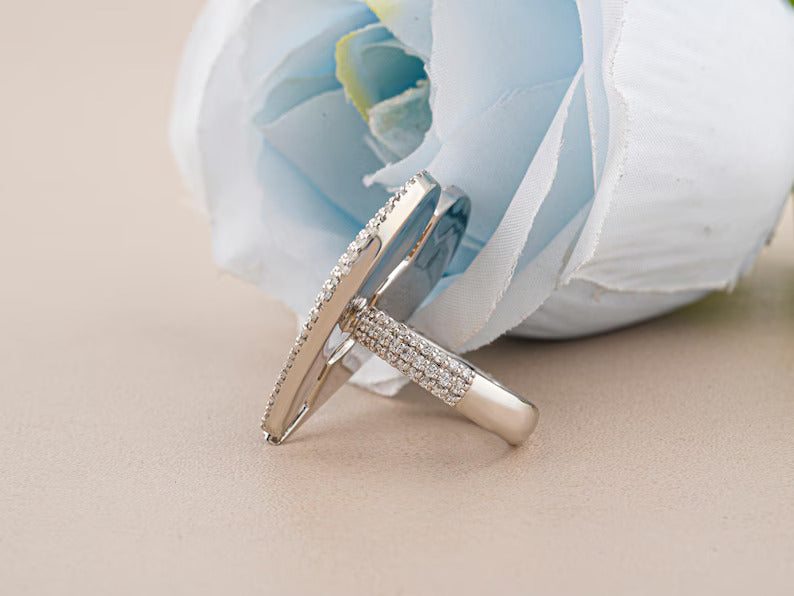 Luxury Moissanite Diamond Heart Hip hop Ring - Broken Heart 925 Sterling Silver Ring for valentine's day