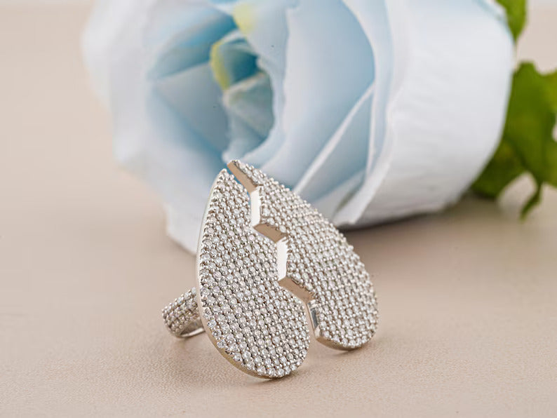 Luxury Moissanite Diamond Heart Hip hop Ring - Broken Heart 925 Sterling Silver Ring for valentine's day