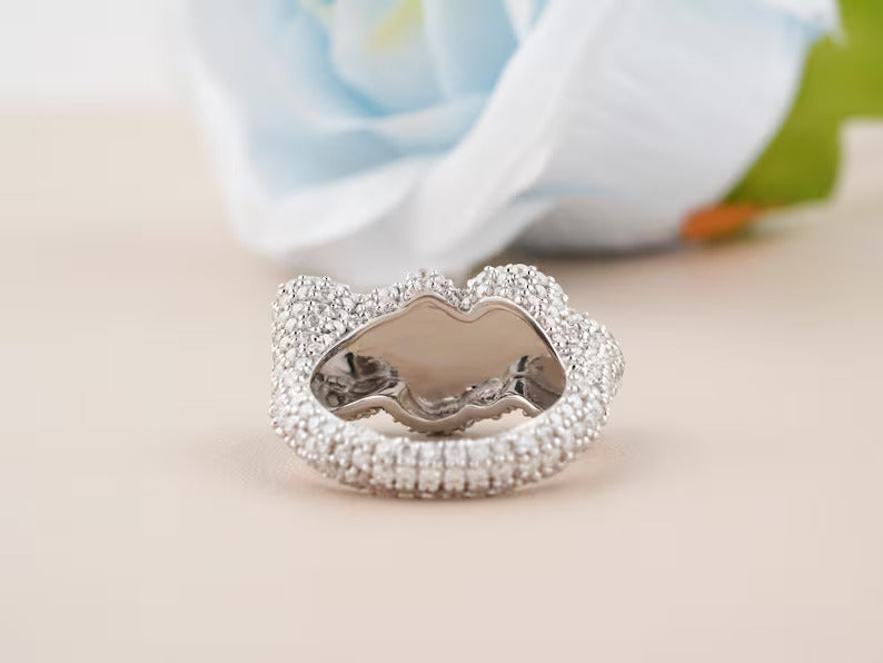 925 Silver Real Moissanite Hip Hop Ring - Personalize Hip Hop Custom Name Ring for her anniversary gift