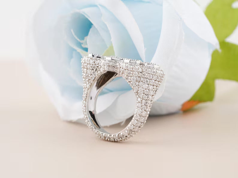 925 Silver Real Moissanite Hip Hop Ring - Personalize Hip Hop Custom Name Ring for her anniversary gift