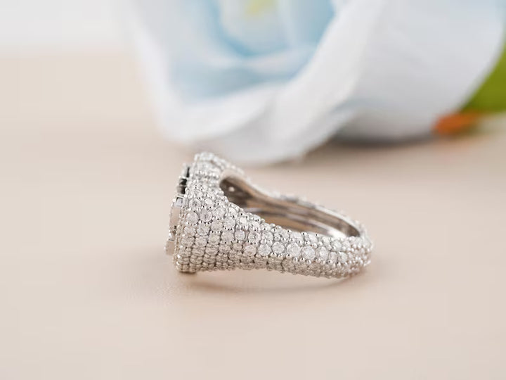 925 Silver Real Moissanite Hip Hop Ring - Personalize Hip Hop Custom Name Ring for her anniversary gift