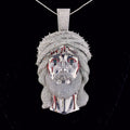 Face Pendant Made in 925 Sterling Silver Studded with VVS Colorless Moissanite Stone