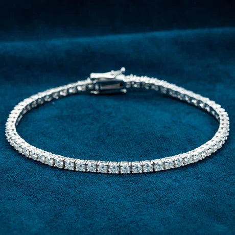 Diamond Tester Pass Moissanite Tennis Bracelet 4MM White Gold Finish 925 Sterling Silver