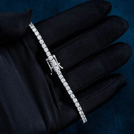 Diamond Tester Pass Moissanite Tennis Bracelet 4MM White Gold Finish 925 Sterling Silver