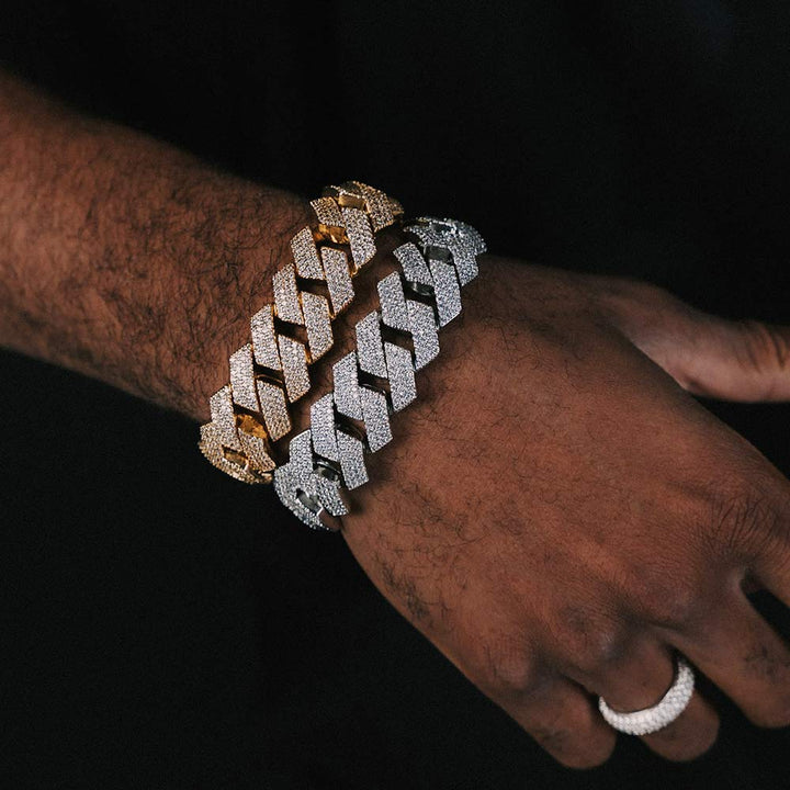 20MM VVS1 Moissanite Prong Cuban Link Bracelet 925 Sterling Silver Fully Iced Out Hip Hop Bracelet