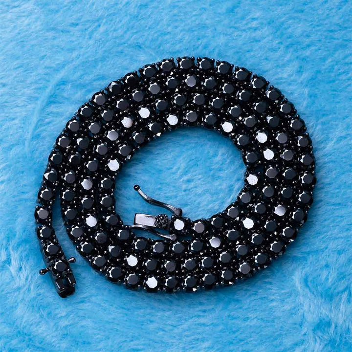 4MM Black VVS1 Moissanite Tennis Chain Black Rhodium Plated 925 Sterling Silver