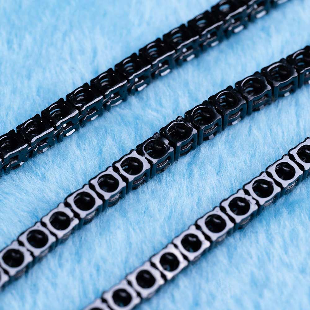 4MM Black VVS1 Moissanite Tennis Chain Black Rhodium Plated 925 Sterling Silver