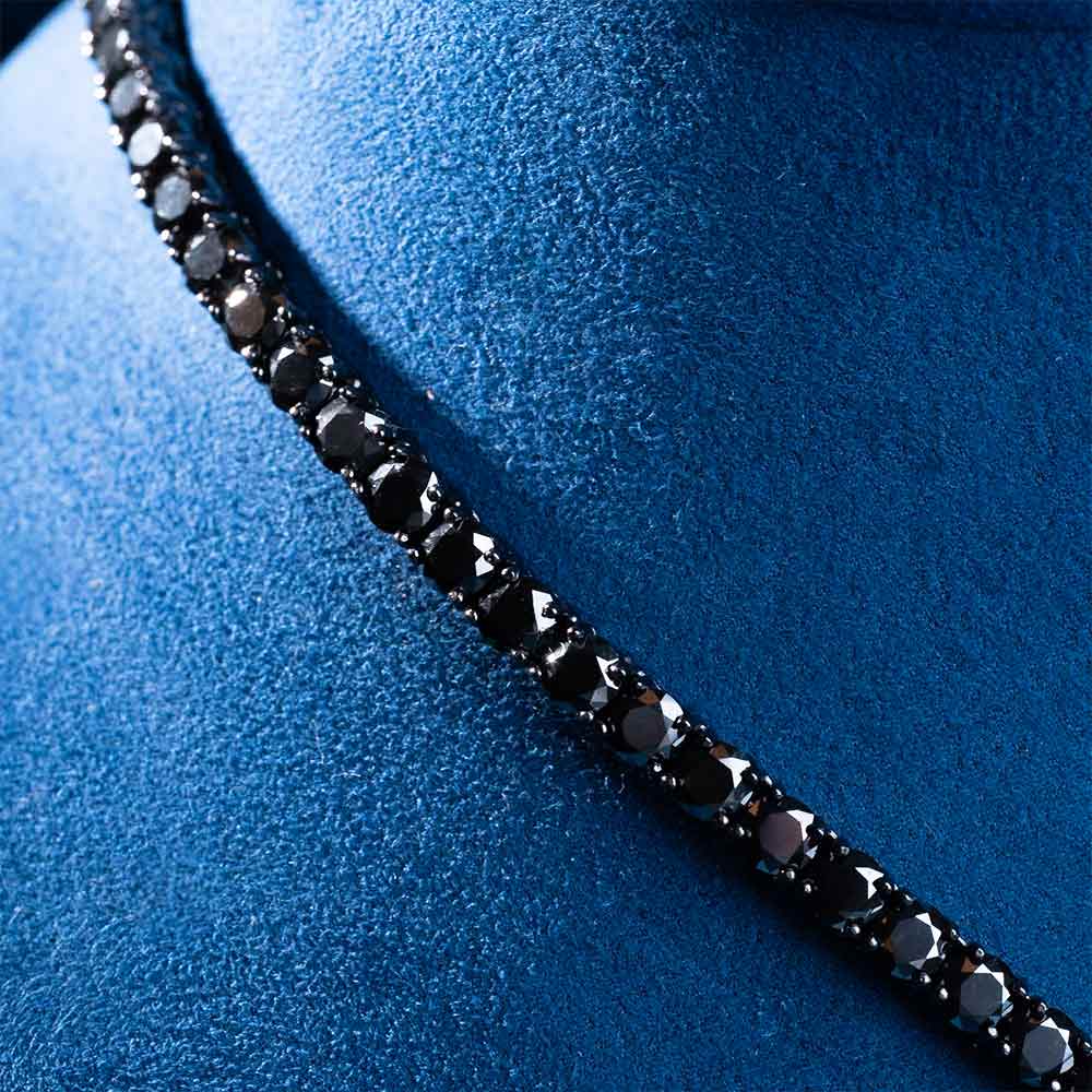 4MM Black VVS1 Moissanite Tennis Chain Black Rhodium Plated 925 Sterling Silver