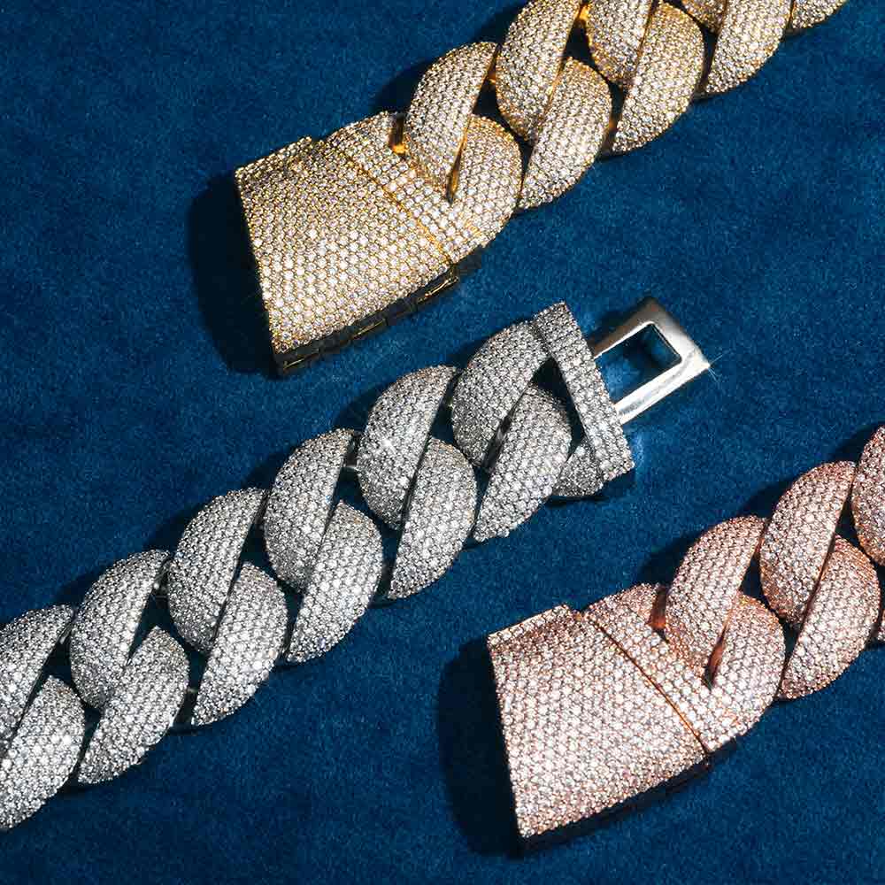 20MM VVS1 Moissanite Jumbo Cuban Link Bracelet 925 Sterling Silver Fully Iced Out Hip Hop Bracelet