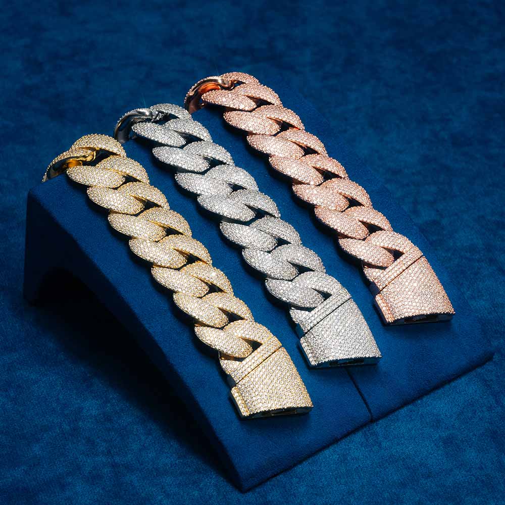 20MM VVS1 Moissanite Jumbo Cuban Link Bracelet 925 Sterling Silver Fully Iced Out Hip Hop Bracelet