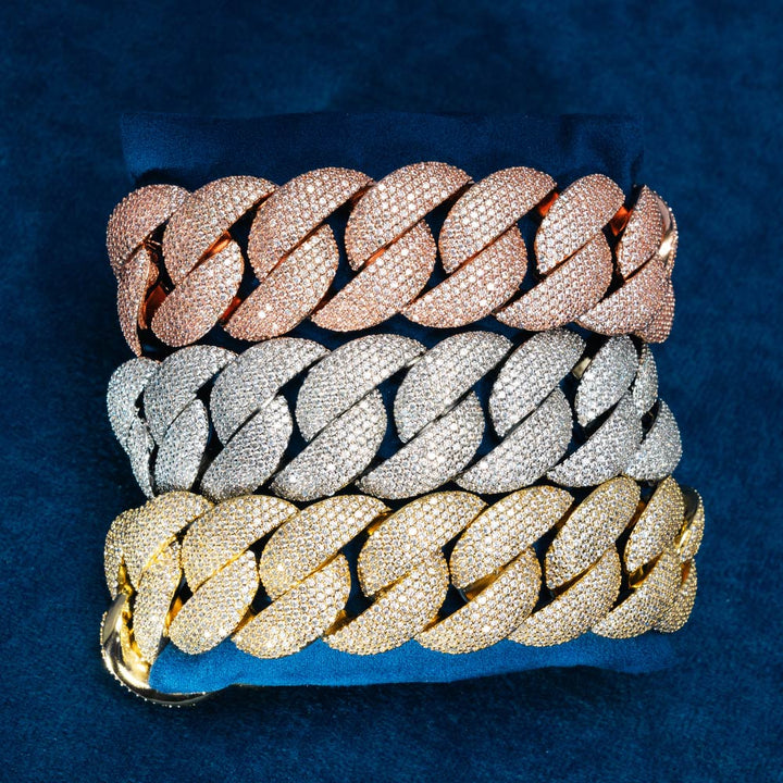 20MM VVS1 Moissanite Jumbo Cuban Link Bracelet 925 Sterling Silver Fully Iced Out Hip Hop Bracelet