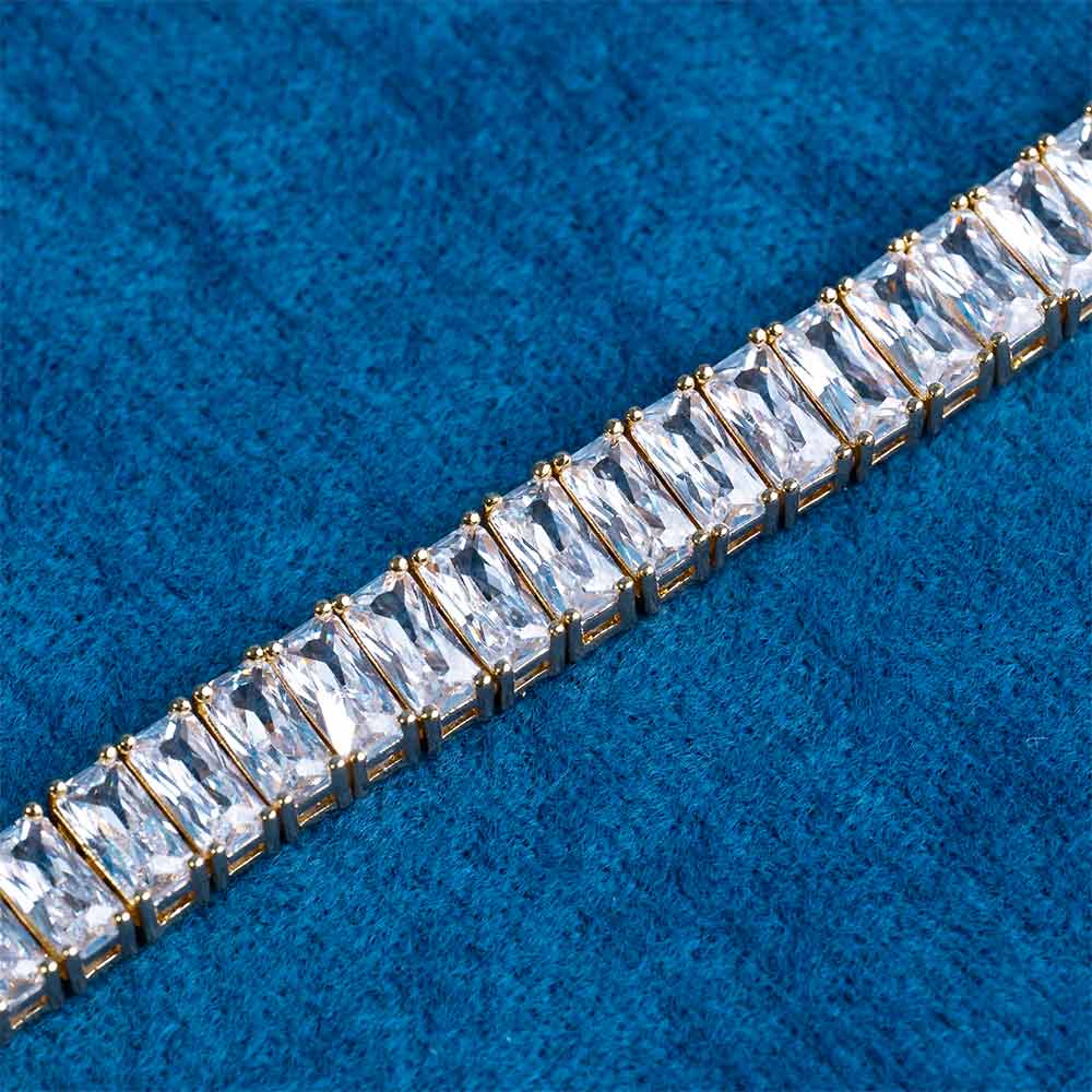 8MM Baguette Cut VVS1 Moissanite Tennis Bracelet 925 Sterling Silver Luxury Diamond Bracelet
