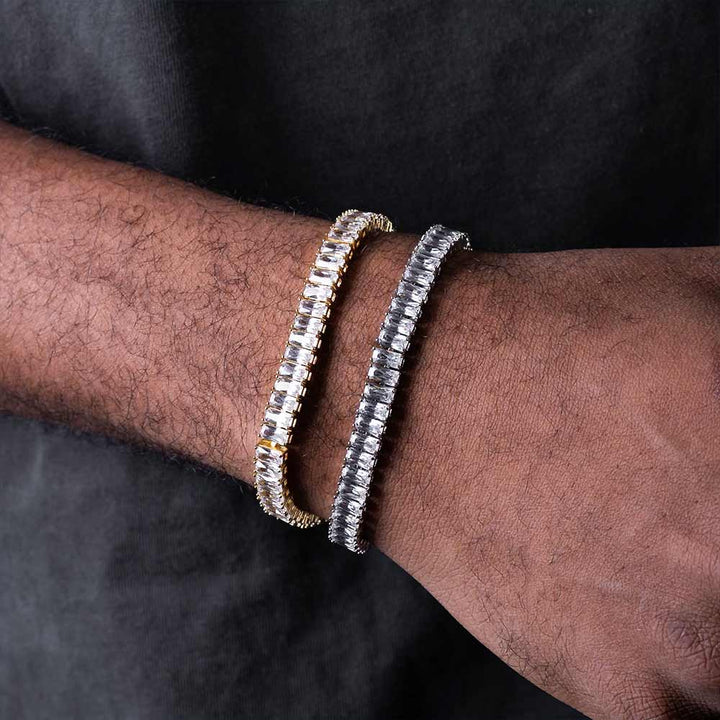 8MM Baguette Cut VVS1 Moissanite Tennis Bracelet 925 Sterling Silver Luxury Diamond Bracelet
