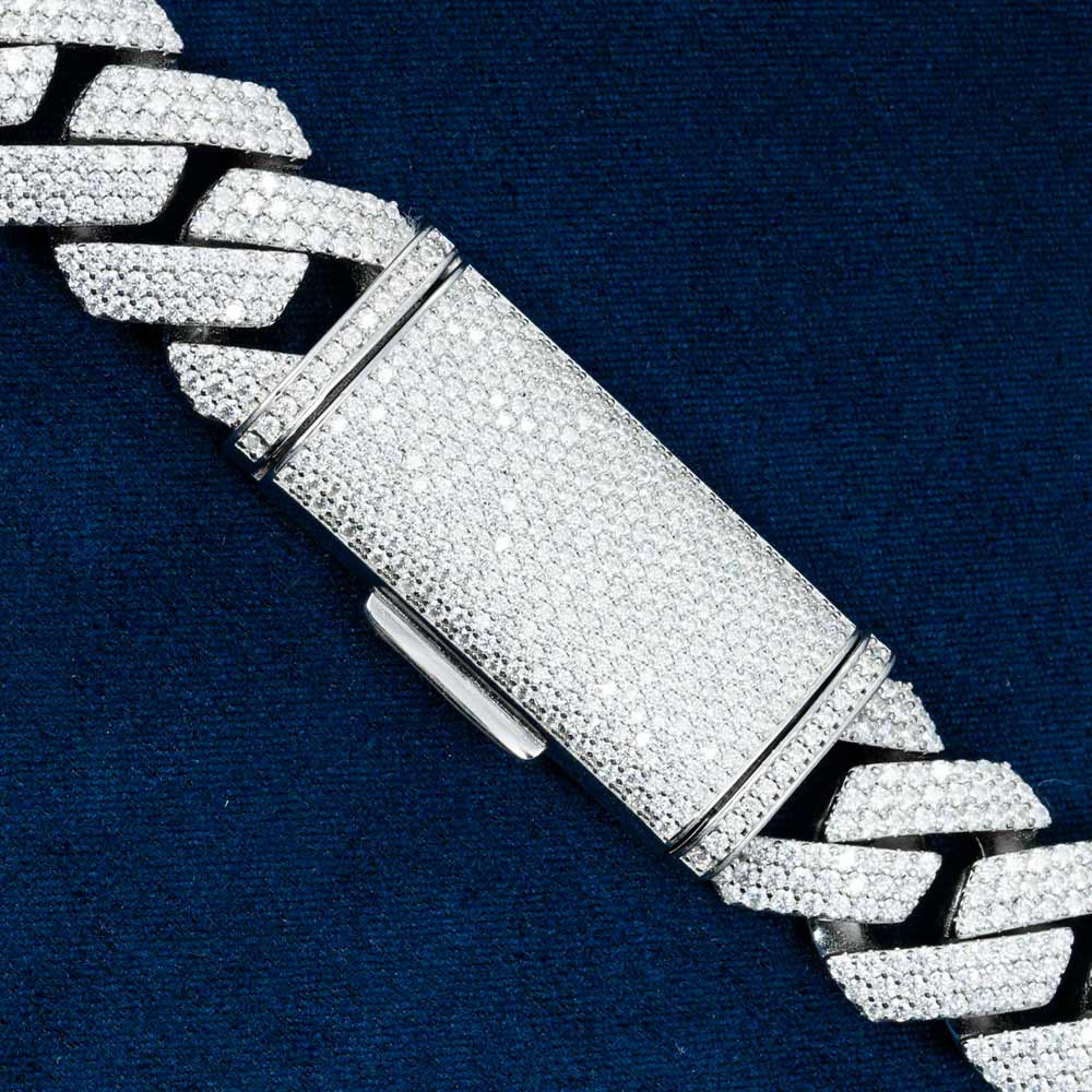 20MM Unique Stylish Silver Moissanite Diamond Cuban Link Chain For Fashions