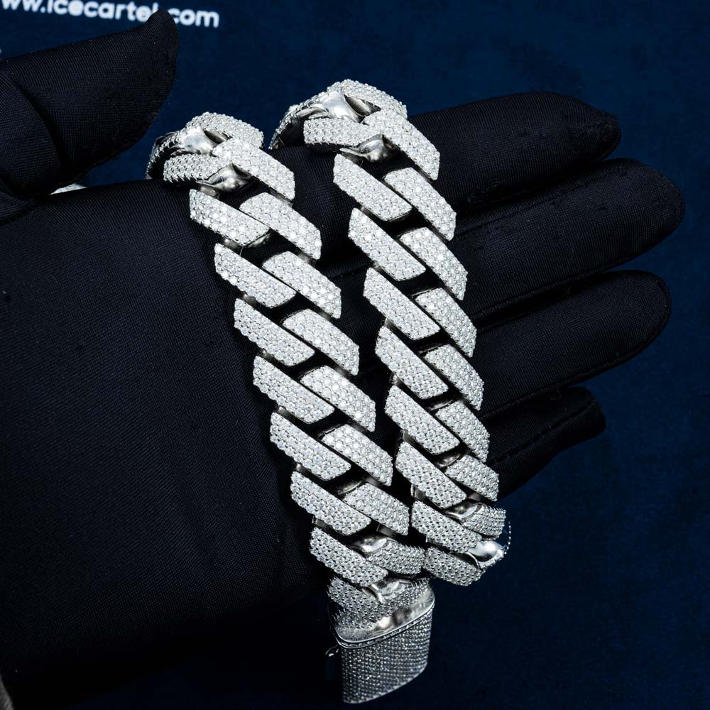 20MM Unique Stylish Silver Moissanite Diamond Cuban Link Chain For Fashions