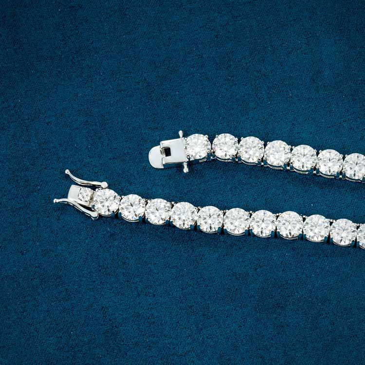 6MM Round Cut VVS1 D Color Moissanite Tennis Chain 925 Sterling Silver