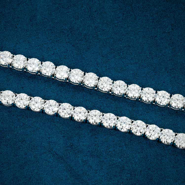 6MM Round Cut VVS1 D Color Moissanite Tennis Chain 925 Sterling Silver