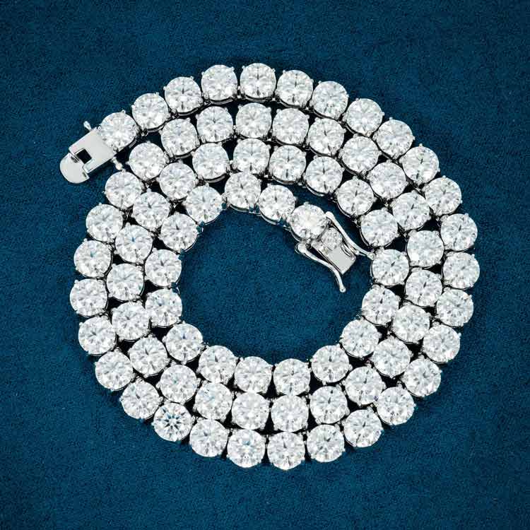 6MM Round Cut VVS1 D Color Moissanite Tennis Chain 925 Sterling Silver