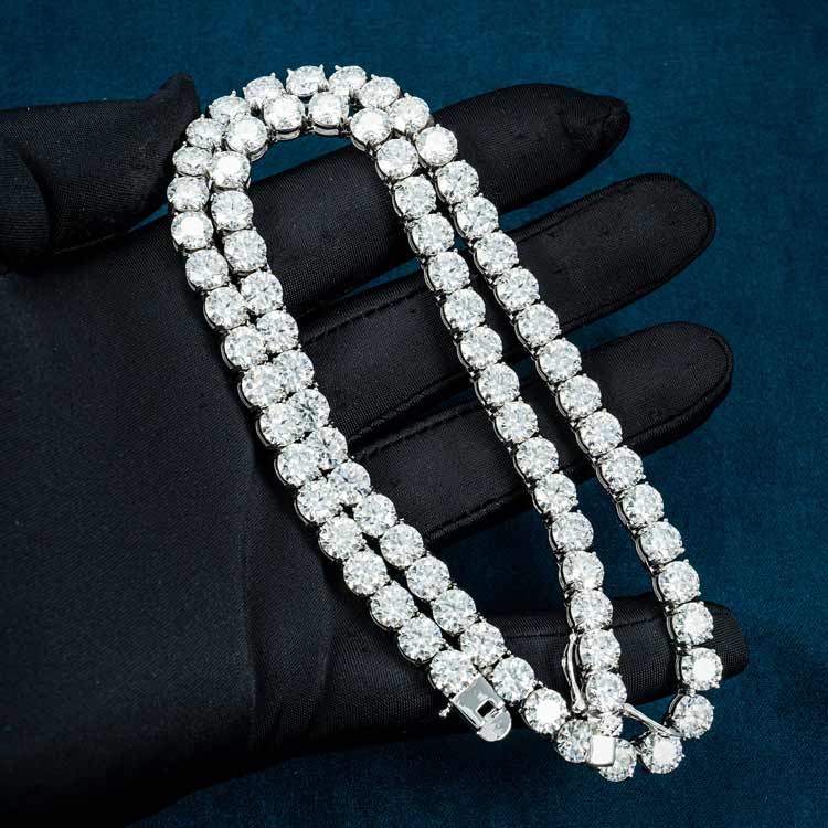 6MM Round Cut VVS1 D Color Moissanite Tennis Chain 925 Sterling Silver