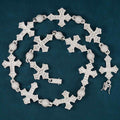 14k Round and Baguette Cross Moissanite Link Chain
