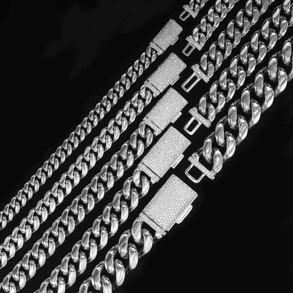 18MM Moissanite Hip Hop Cuban Link Chain In 925 Sterling Silver Men's Fashion Jewelry