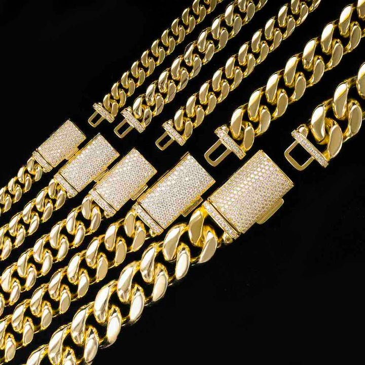 18MM Moissanite Hip Hop Cuban Link Chain In 925 Sterling Silver Men's Fashion Jewelry
