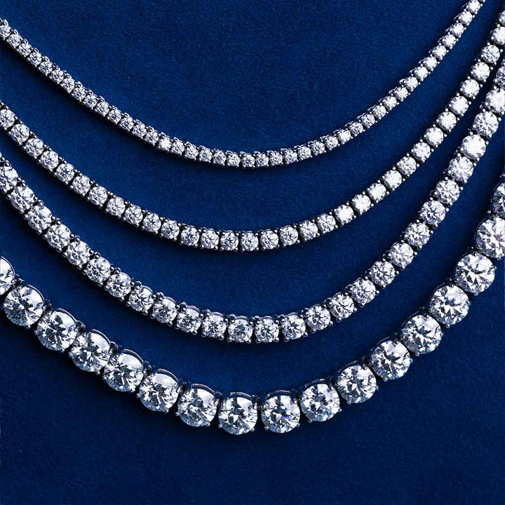 925 Sterling Silver Round Cut VVS Moissanite Tennis Chain 2MM 3MM 4MM 5MM 6MM Hip Hop Necklace