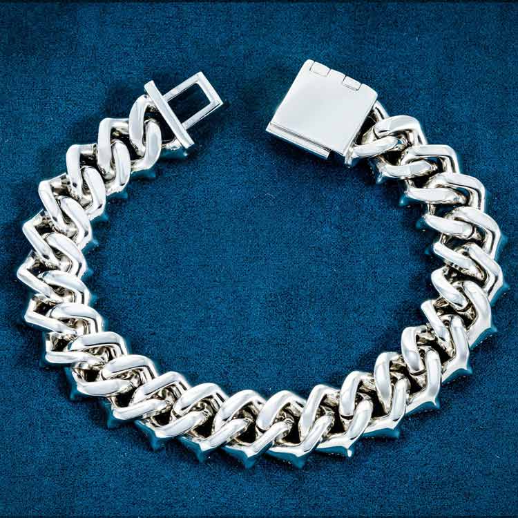 15MM Iced Out Moissanite Cuban Link Bracelet VVS1 D Color Hip Hop Statement Jewelry