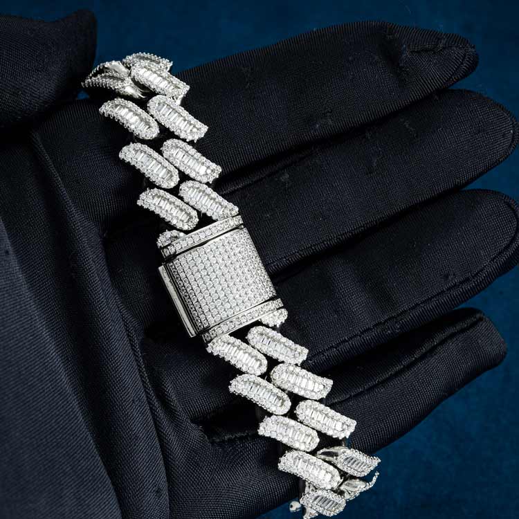 15MM Iced Out Moissanite Cuban Link Bracelet VVS1 D Color Hip Hop Statement Jewelry