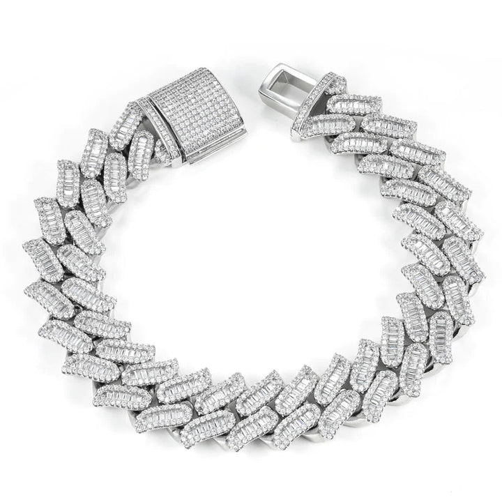15MM Iced Out Moissanite Cuban Link Bracelet VVS1 D Color Hip Hop Statement Jewelry
