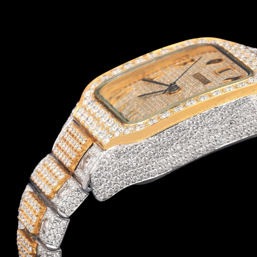 Luxury Two-Tone Arabic Moissanite Automatic Watch VVS1 D Color Fully Iced Out
