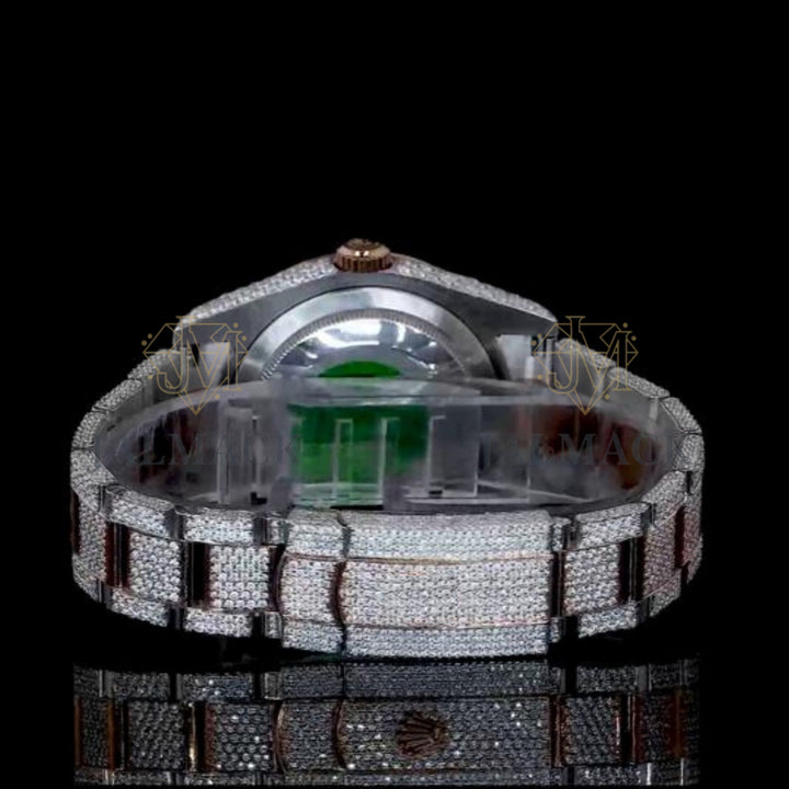 Silver Dial Multicolor Roman Letter Round-Cut Moissanite Watch
