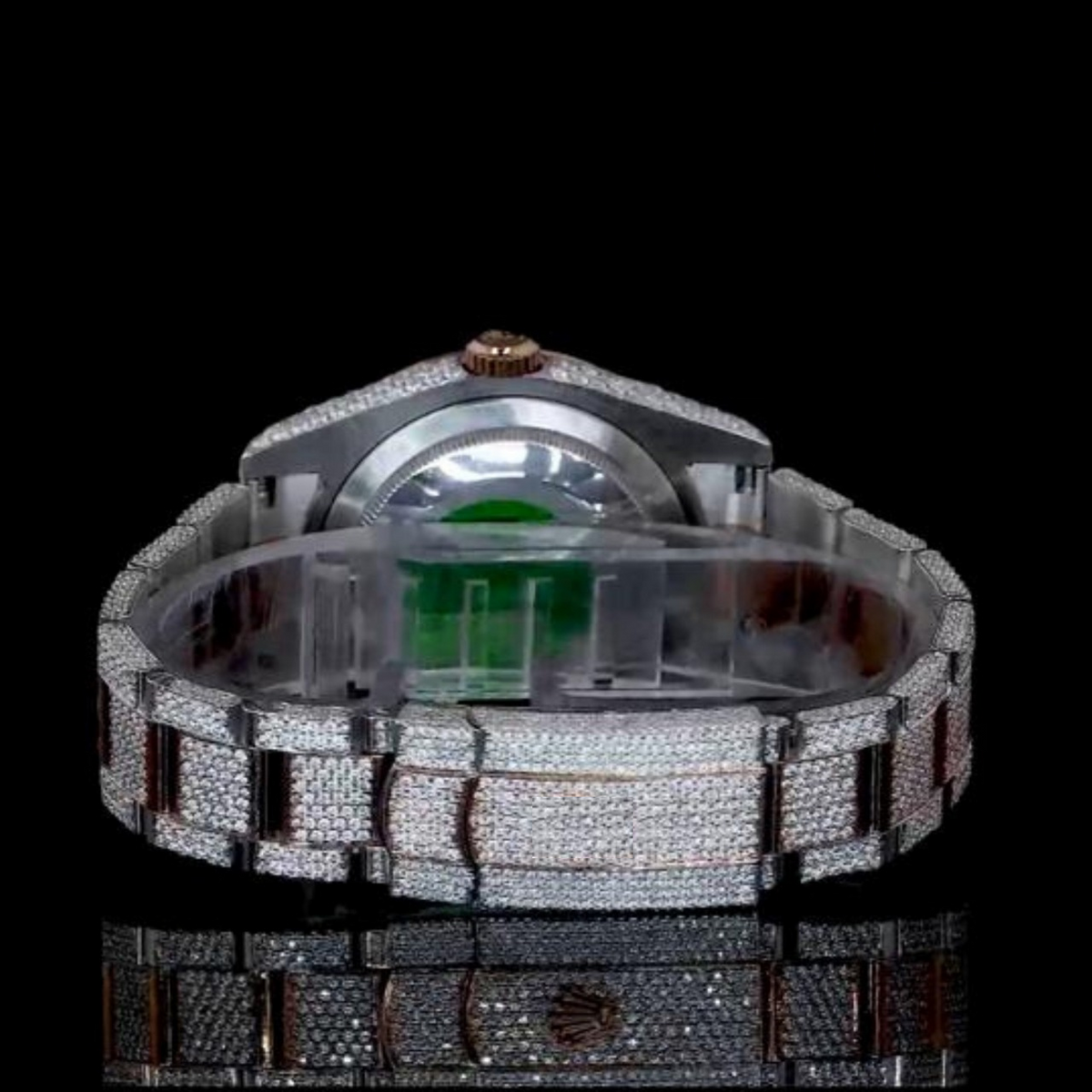 Silver Dial Multicolor Roman Letter Round-Cut Moissanite Watch