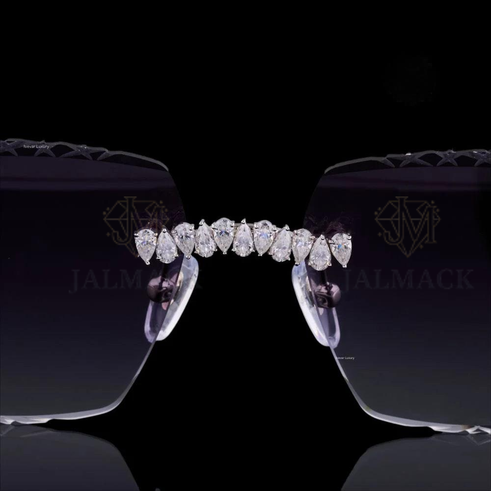 Royal Pear Cut Moissanite Luxury Rimless Sunglasses
